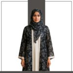 Black Floral Chiffon Abaya – Zeenaya Kimono Style