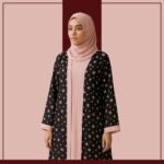 Lightweight Black Floral Chiffon Modest Abaya Dress