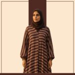 Pink and plum Greek key print abaya by Zeenaya