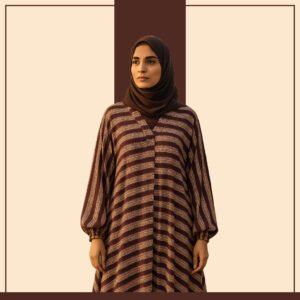 Pink and plum Greek key print abaya by Zeenaya