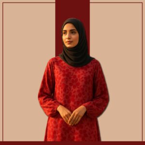 Zeenaya lightweight red floral abaya