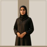 Zeenaya classic solid black abaya with elastic cuffs