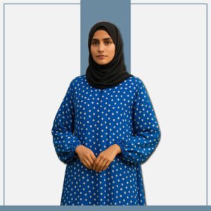 Cobalt blue polka dot abaya by Zeenaya