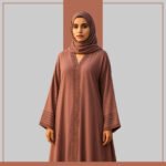 Dusty mauve abaya with laser-cut sleeve detail – Zeenaya