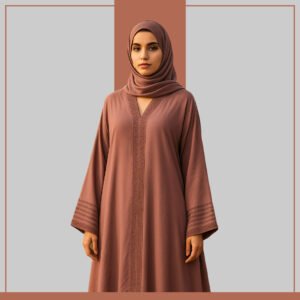 Dusty mauve abaya with laser-cut sleeve detail – Zeenaya