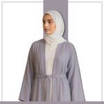 Modest Elegant Dusty Grey Abaya with Wide Sleeves
