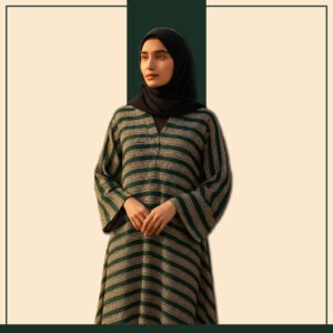 Emerald green Greek key abaya by Zeenaya
