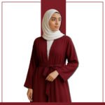 Elegant Maroon Crepe Abaya for Modest Fashion