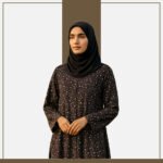 Black ditsy floral print abaya by Zeenaya