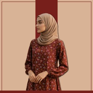 Rust Brown Floral Abaya – Lightweight Modest Dress by Zeenaya