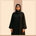 Black sequin fringe open abaya by Zeenaya