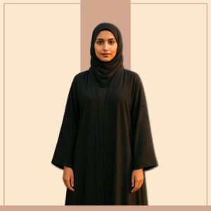 Black sequin fringe open abaya by Zeenaya