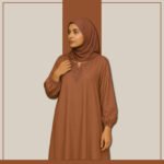 Zeenaya dusty rose rhinestone abaya with front zip
