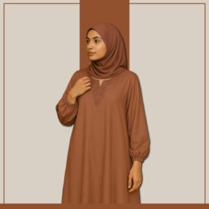 Zeenaya dusty rose rhinestone abaya with front zip