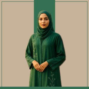Emerald Green Embroidered Abaya by Zeenaya