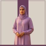 Zeenaya lavender purple modest abaya with zipper