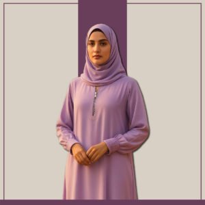Zeenaya lavender purple modest abaya with zipper