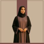 Zeenaya mauve purple inner abaya with black chiffon overlay