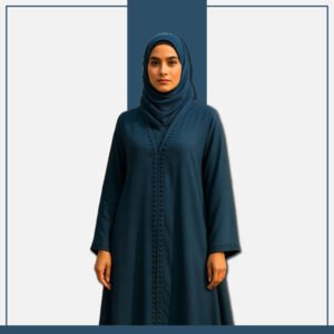 Midnight navy sequin-embellished abaya with tassel trim – Zeenaya
