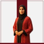 Zeenaya red mini-flower print open abaya