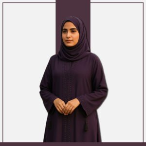 Royal purple sequin modest abaya with tassel trim – Zeenaya