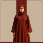 Zeenaya Wine Red Abaya for Formal Modest Fashion